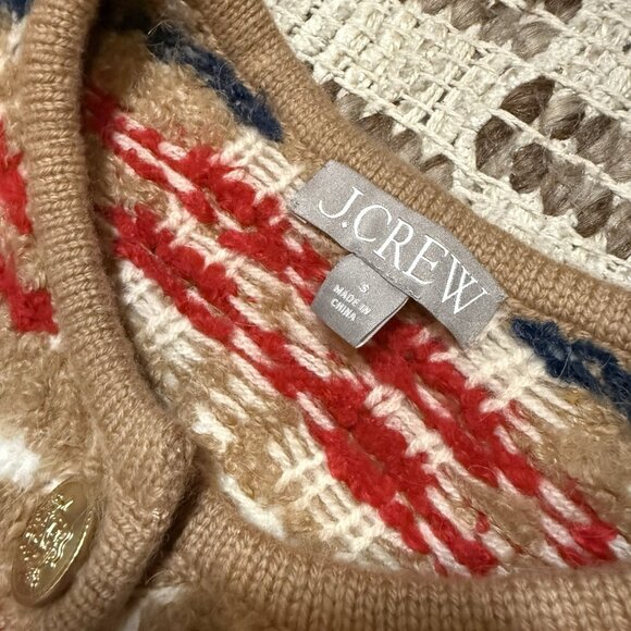 J Crew sweater lady jacket plaid boucle yarn Size Small Preppy Cropped Luxury - Picture 4 of 10